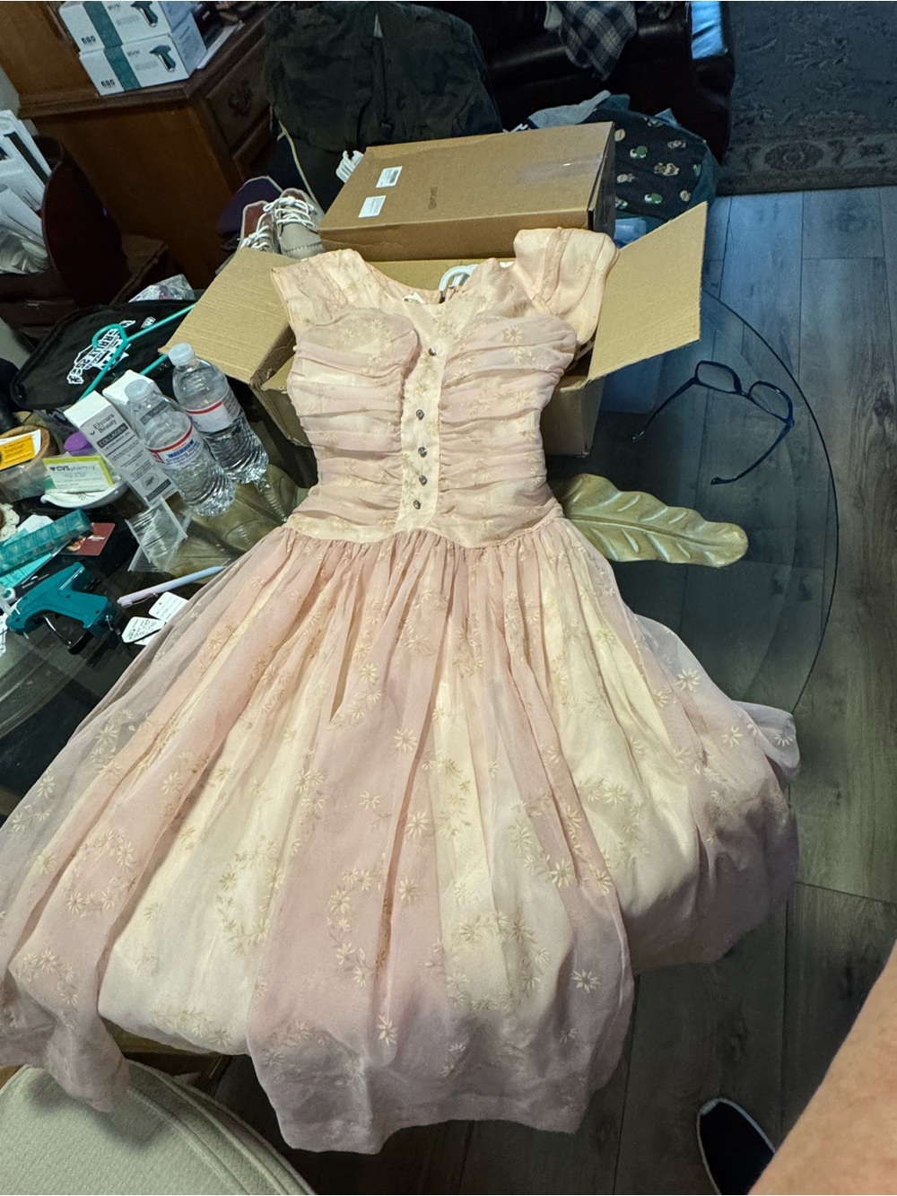 Vintage Pink Floral Party Dress